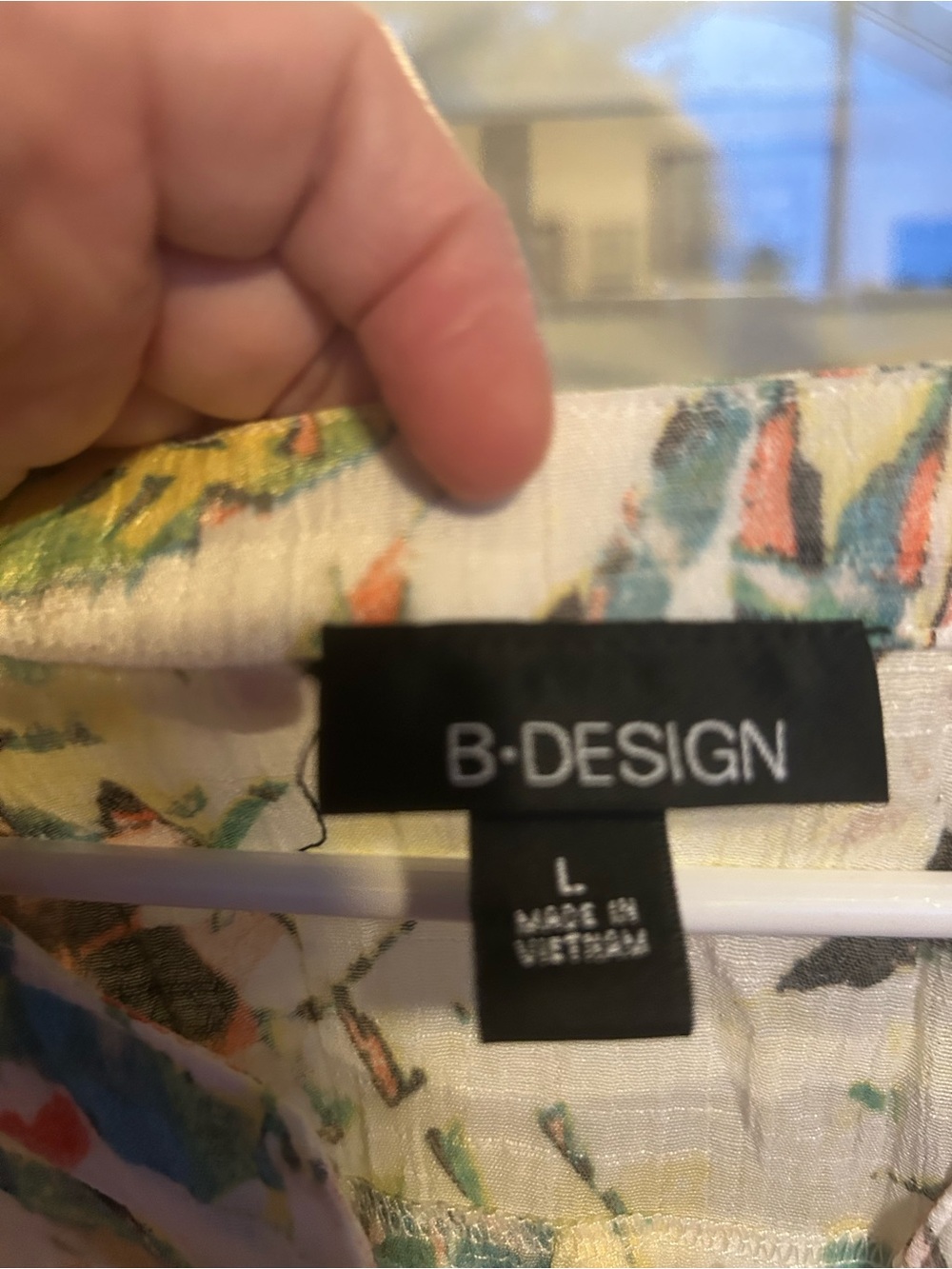 B Design White Multicolor Abstract Print Button-Front Top - Picture 3 of 3